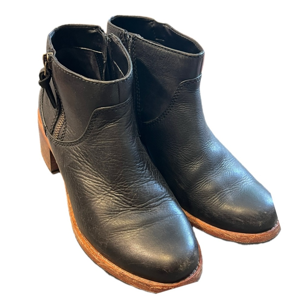 Clarks Black Leather Ankle Booties